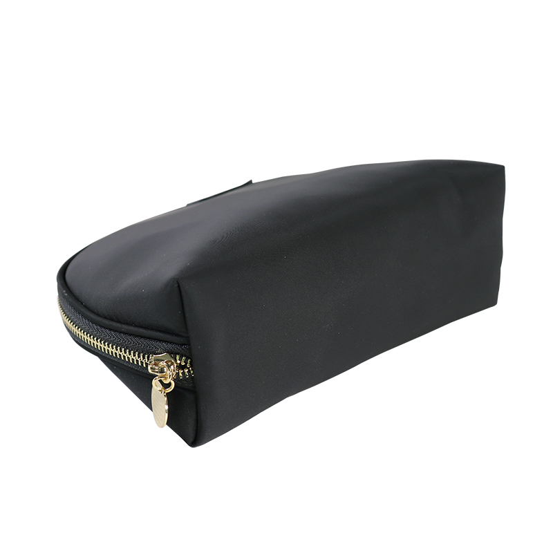 Custom Black Nylon Arch-Top Makeup Bag with Gold Zipper product detail view 5