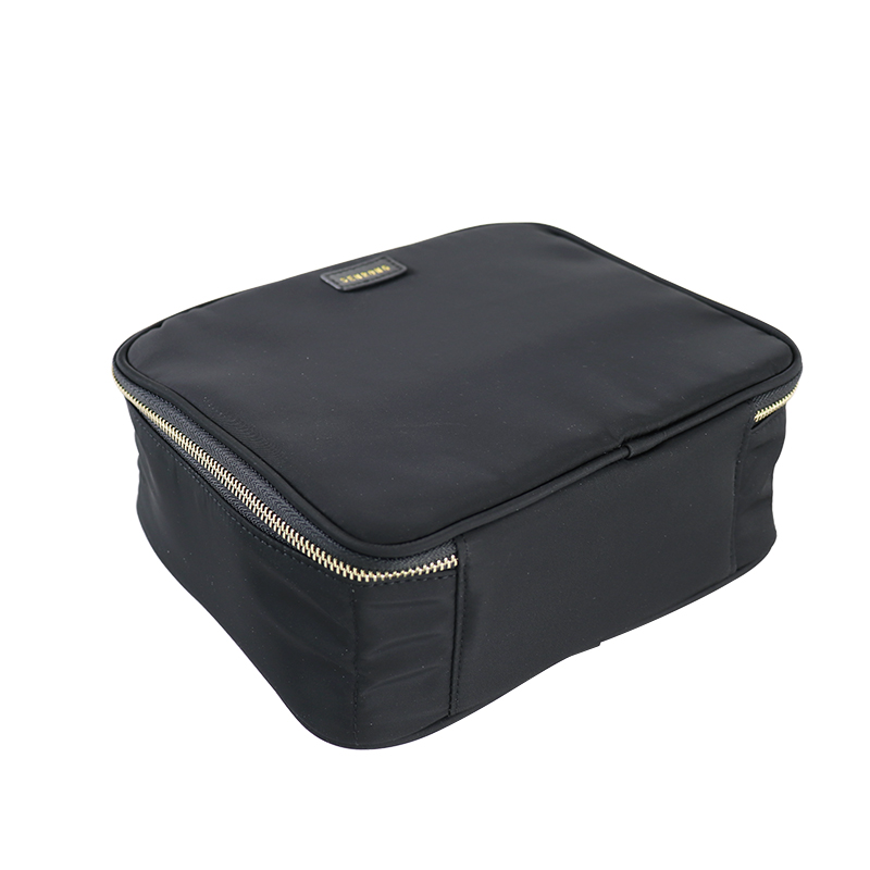 Custom Black Nylon Cosmetic Train Case with Carry Handle product detail view 5