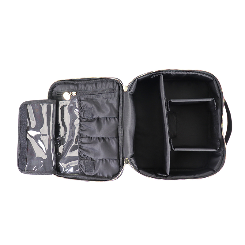 Custom Black Nylon Cosmetic Train Case with Carry Handle product detail view 6