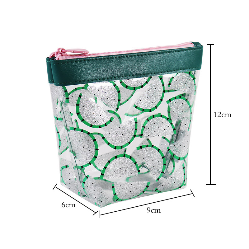 Custom Clear Glitter Citrus Print Trapezoid Cosmetic Pouch product detail view 2