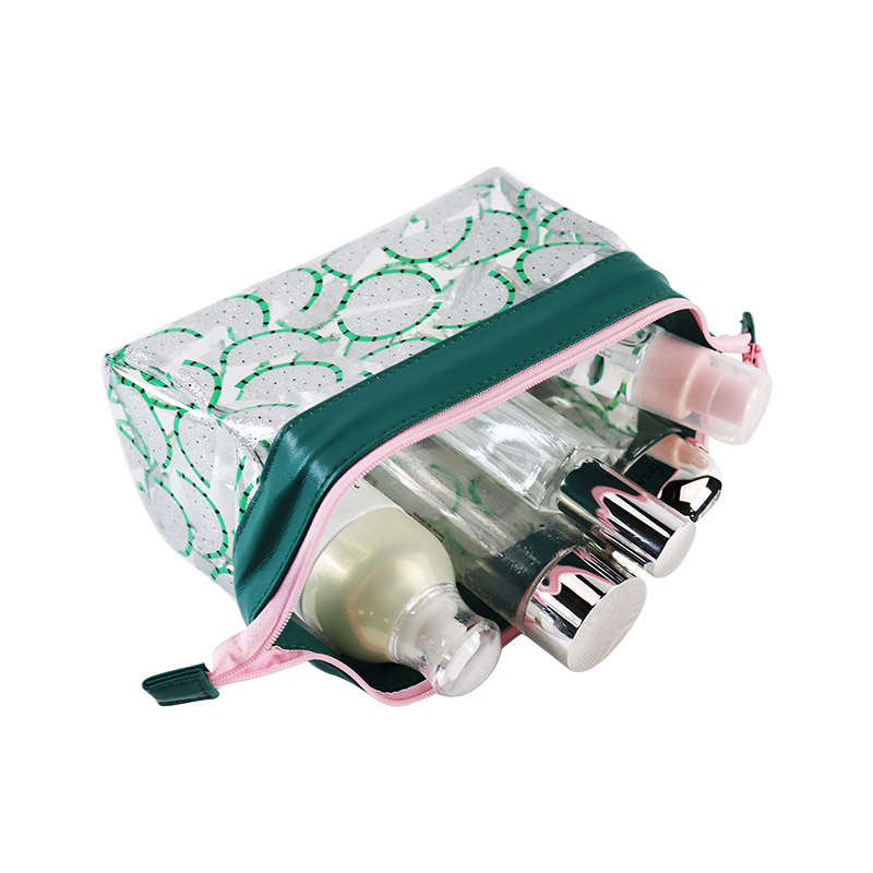 Custom Clear Glitter Citrus Print Makeup Bag with Fold-Over Trim product detail view 5
