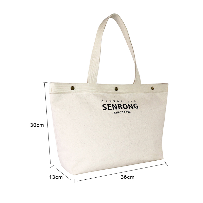 Custom OEM Large Canvas Shopper Tote with Long Handles SRF19-013 product view 2