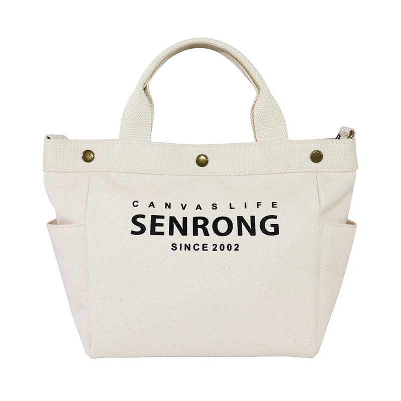 Custom OEM Canvas Tote with Side Pockets and Long Handles SRF19-014