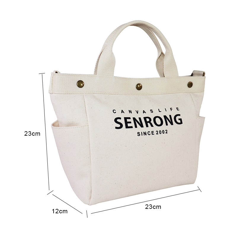 Custom OEM Canvas Tote with Side Pockets and Long Handles SRF19-014 product view 2
