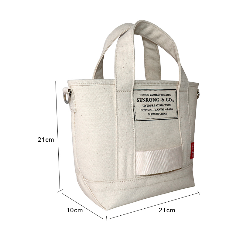 Custom OEM Canvas Tote with Front Pocket and Contrast Label Panel SRF19-019 product view 2