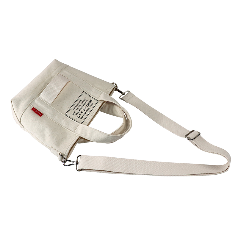 Custom OEM Canvas Tote with Front Pocket and Contrast Label Panel SRF19-019 product view 4