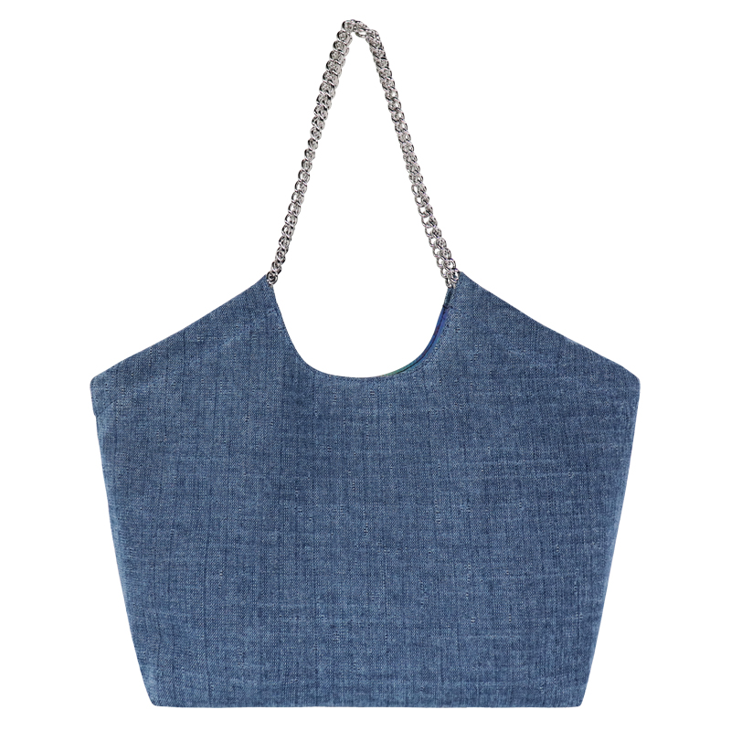 Custom Denim Chain Handle Tote Bag with Matching Zip Pouch — detail view 5