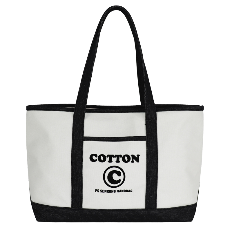 Custom Natural Canvas Grocery Tote with Contrast Binding SRF23-037B