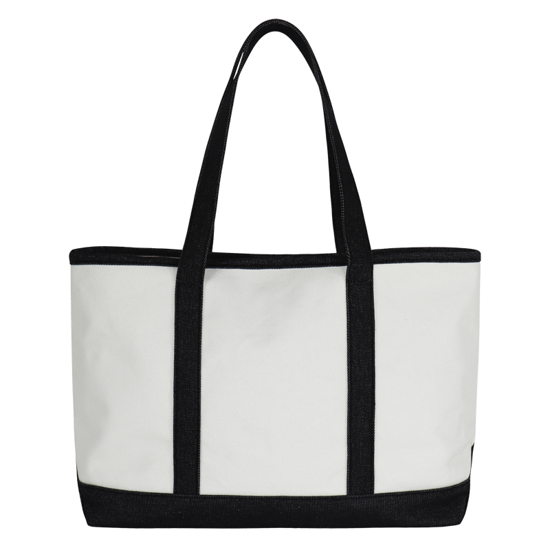 Custom Natural Canvas Grocery Tote with Contrast Binding — detail view 4