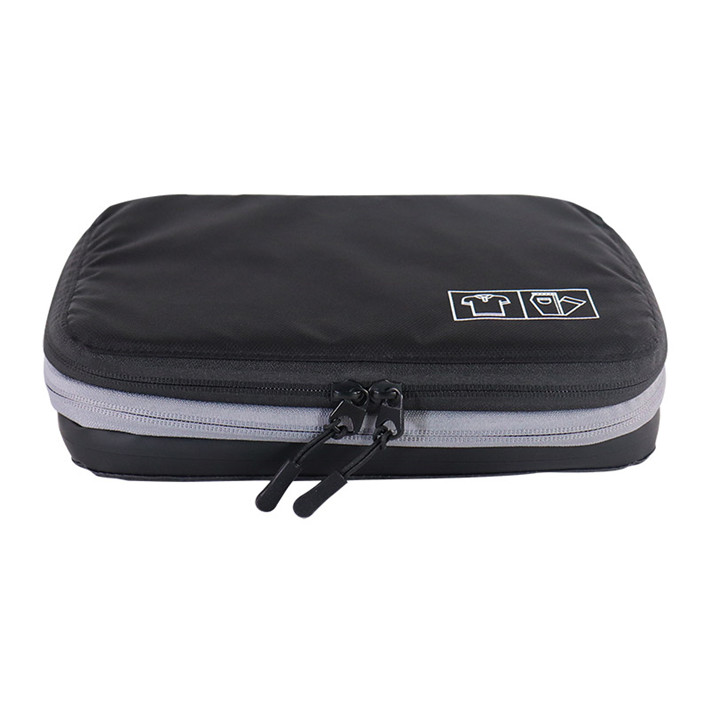 Custom OEM Black Slim Foldable Travel Storage Case with Dual Zippers SRT19-019