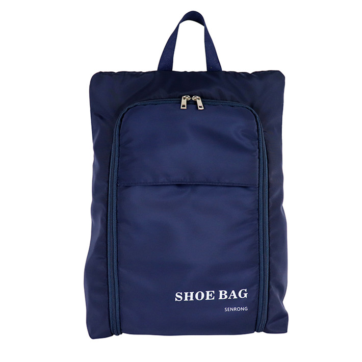 Custom OEM Navy Shoe Travel Bag with Front Zip Pocket SRT19-043