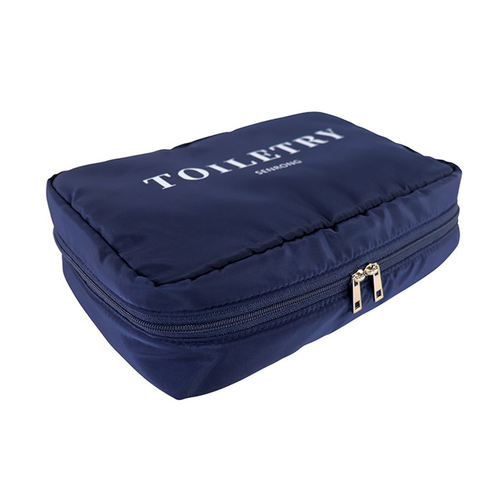 Custom OEM Navy Toiletry Travel Organizer with Double-Zip Compartment product view 2