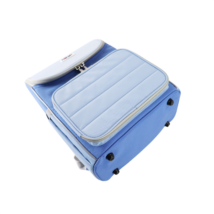 Custom OEM Light Blue Kids School Backpack with Dual Front Pockets product view 6