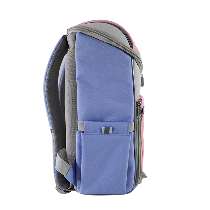 Custom OEM Pink and Grey Kids Backpack with Front Organizer product view 4