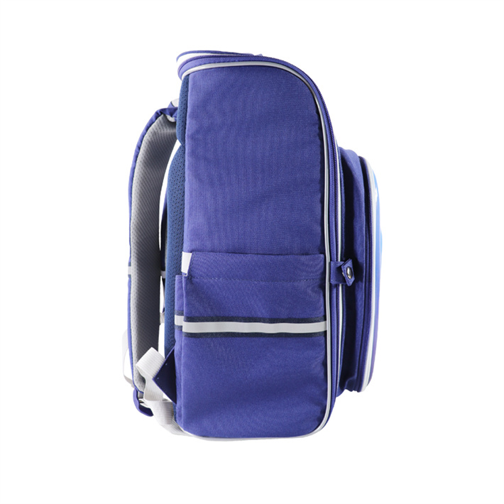 Custom OEM Blue Space Theme Kids Backpack with 3D Front Pocket product view 2