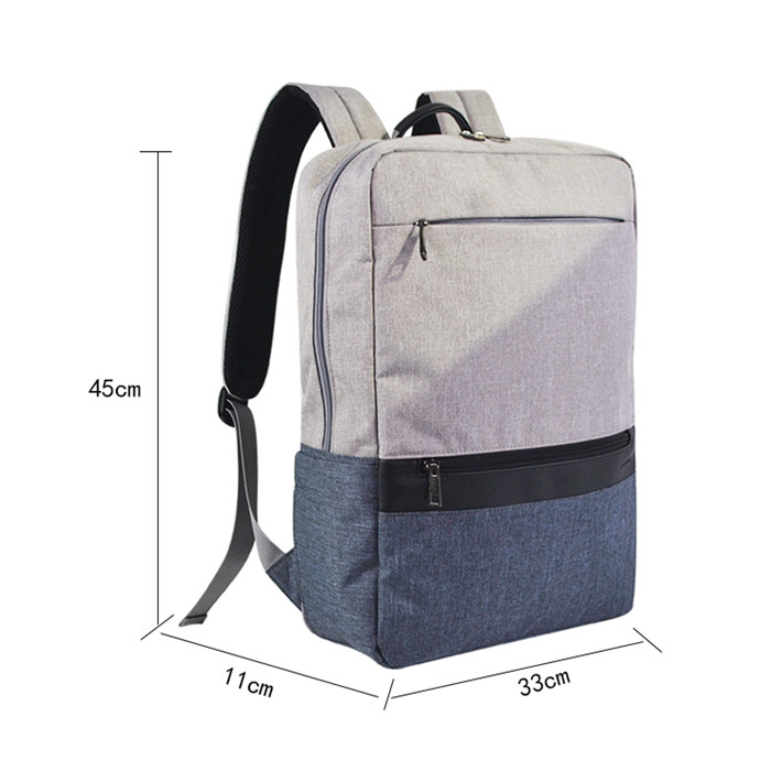 Custom OEM Grey Two-Tone Laptop Backpack with Dual Front Compartments product view 5