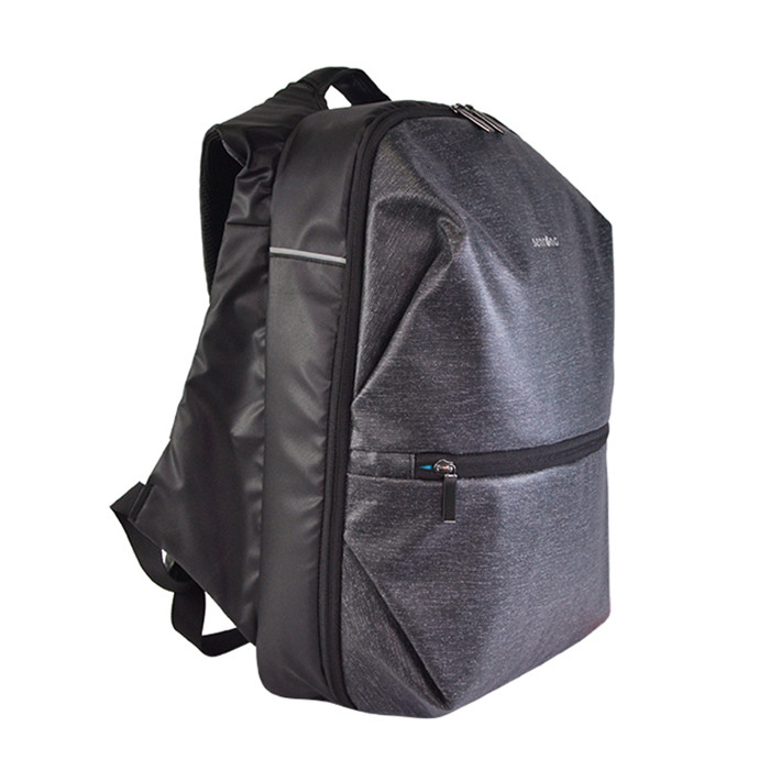 Custom OEM Black Casual Backpack with Curved Front Zipper Pocket product view 2