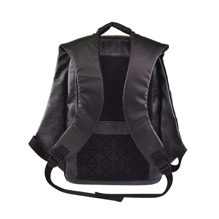 Custom OEM Black Casual Backpack with Curved Front Zipper Pocket product view 3