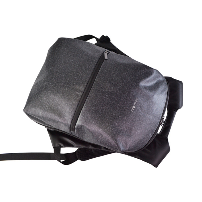 Custom OEM Black Casual Backpack with Curved Front Zipper Pocket product view 5