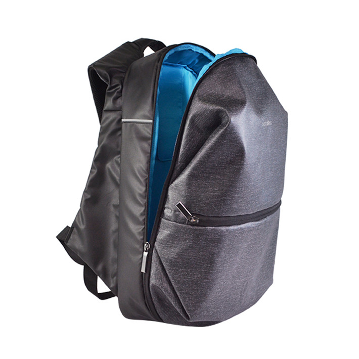 Custom OEM Black Casual Backpack with Curved Front Zipper Pocket product view 6