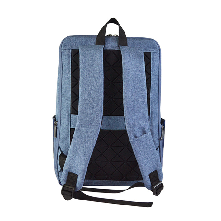 Custom OEM Blue Color-Block Laptop Backpack with Vertical Front Zipper product view 3