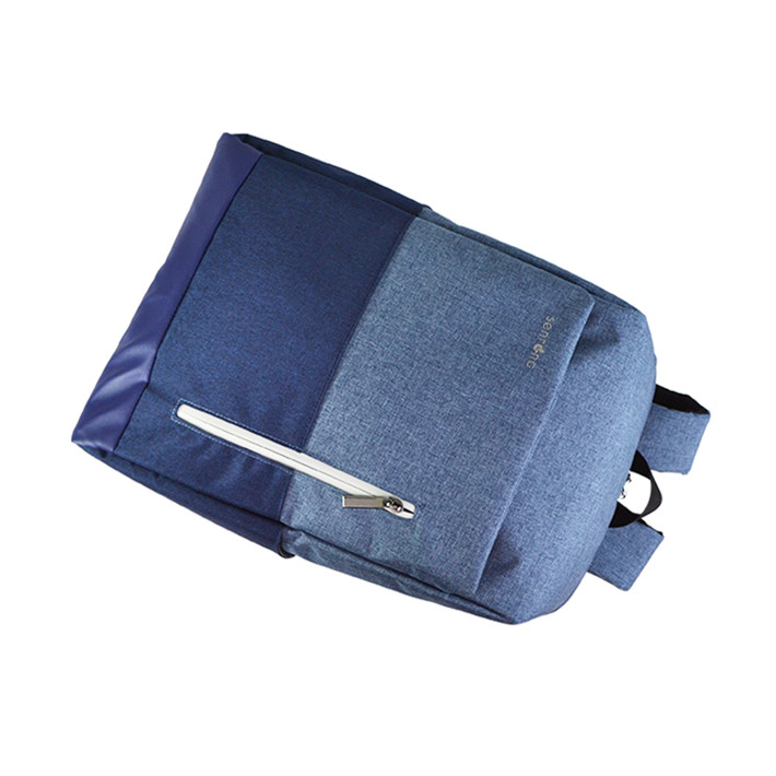 Custom OEM Blue Color-Block Laptop Backpack with Vertical Front Zipper product view 4
