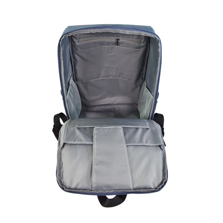Custom OEM Blue Color-Block Laptop Backpack with Vertical Front Zipper product view 5