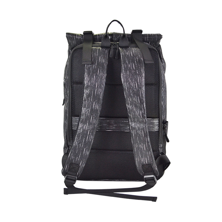 Custom OEM Black Reflective Roll-Top Backpack with Buckle Closure product view 3
