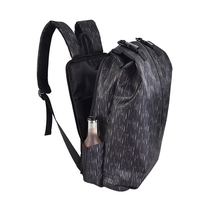 Custom OEM Black Reflective Roll-Top Backpack with Buckle Closure product view 5