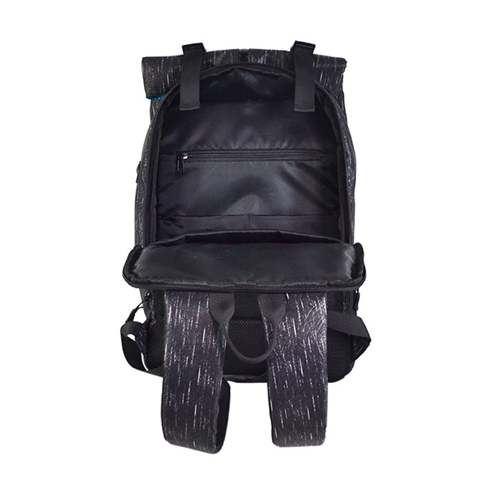 Custom OEM Black Reflective Roll-Top Backpack with Buckle Closure product view 6