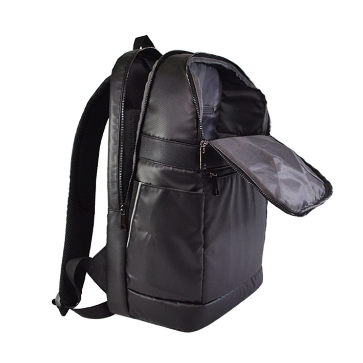 Custom OEM Black Padded Casual Backpack with Front Zip Pocket product view 5