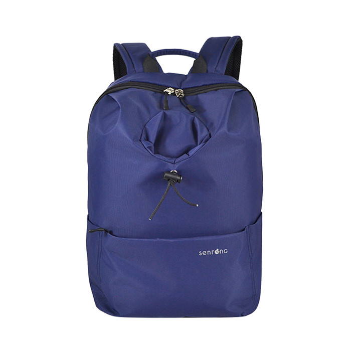 Custom OEM Navy Outdoor Backpack with Drawcord Front Pocket SYN17-062