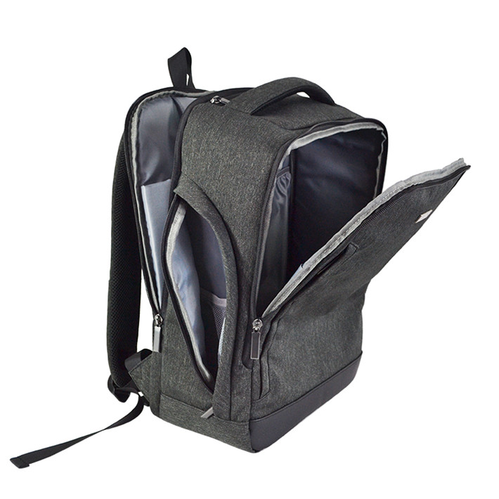 Custom OEM Grey Slim Laptop Backpack with Dual-Zip Opening product view 4
