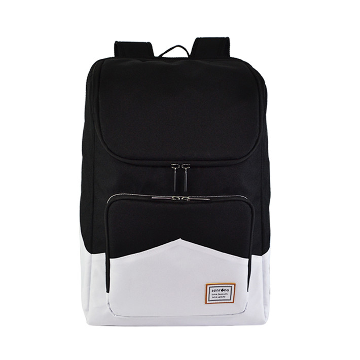 Custom OEM Black and White Color-Block Laptop Backpack product view 1