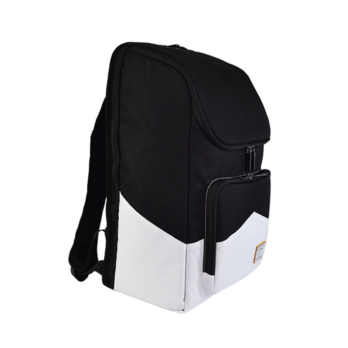 Custom OEM Black and White Color-Block Laptop Backpack product view 2