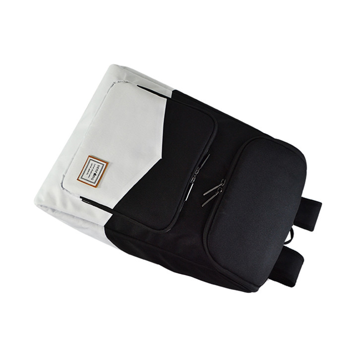 Custom OEM Black and White Color-Block Laptop Backpack product view 4