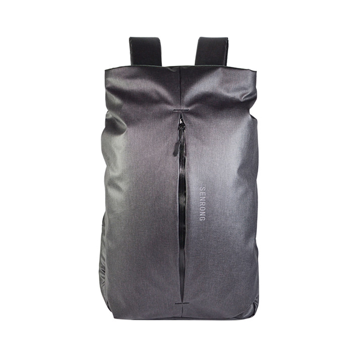 Custom OEM Black Roll-Top Backpack with Vertical Zipper Pocket SYN17-068 Custom OEM Black Roll-Top Backpack with Vertical Zipper Pocket SYN17-068