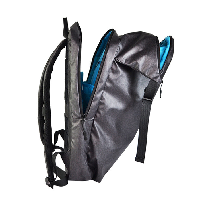 Custom OEM Black Roll-Top Backpack with Vertical Zipper Pocket product view 5