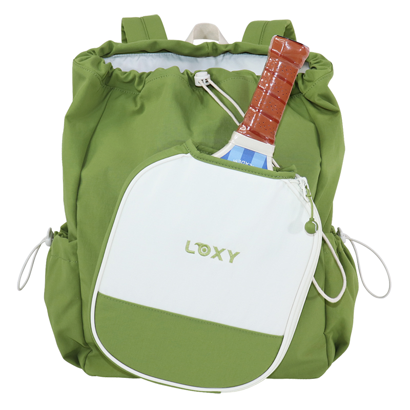 Custom Recycled Polyester Tennis Racket Backpack with Drawstring Top