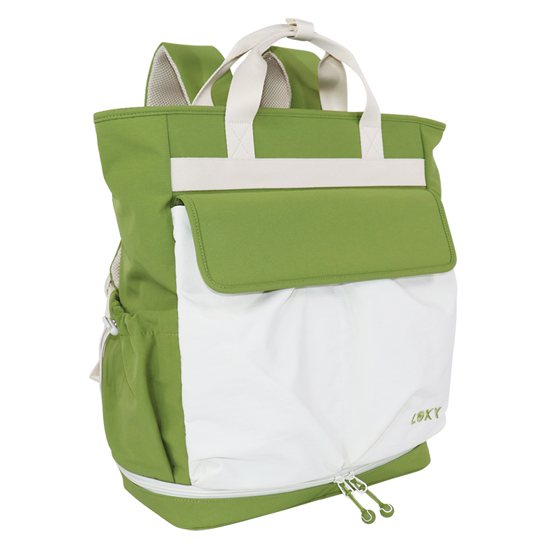 Custom Recycled Polyester Tennis Backpack Tote with Bottom Shoe Compartment