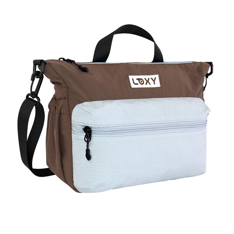 Custom Recycled Polyester Compact Crossbody Organizer Bag with Front Zip Pocket