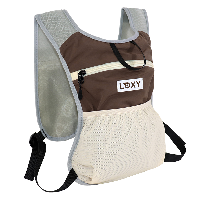 Custom Recycled Polyester Mesh Sports Vest Backpack with Front Zip Pocket