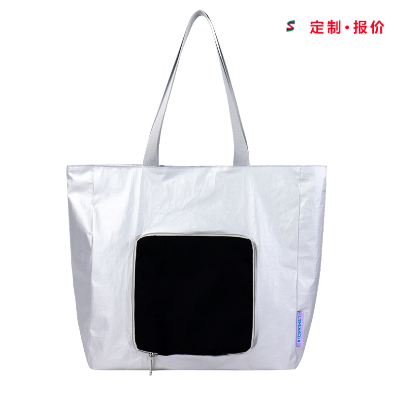 Custom Foldable Tyvek Tote Bag with Front Zip Pocket SLH25-004 product view 2
