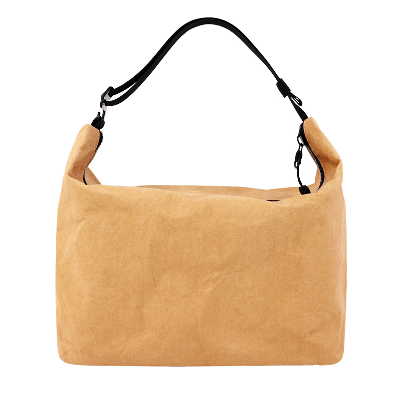 Custom Washable Kraft Paper Grocery Tote Bag with Shoulder Strap SLH25-018Y product view 4