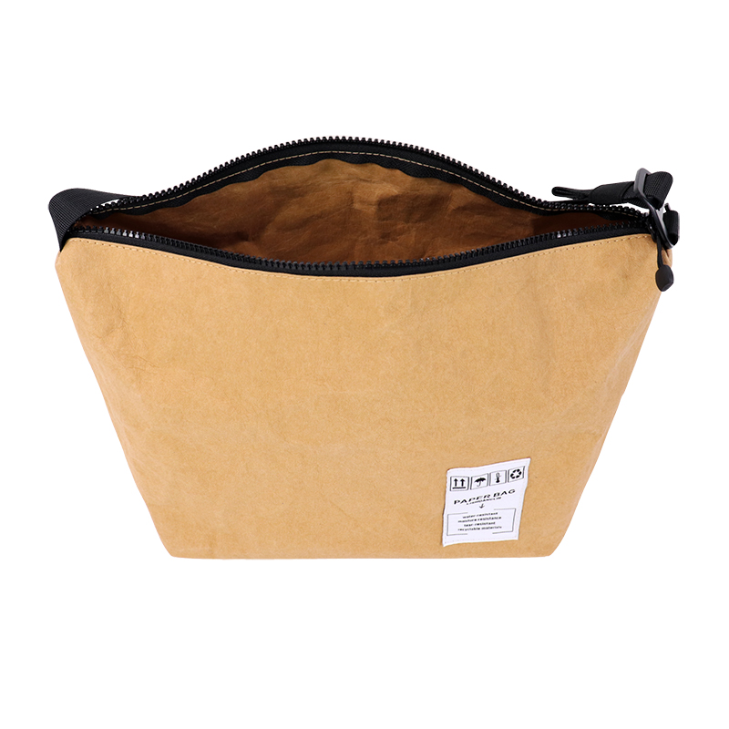 Custom Washable Kraft Paper Grocery Tote Bag with Shoulder Strap SLH25-018Y product view 5