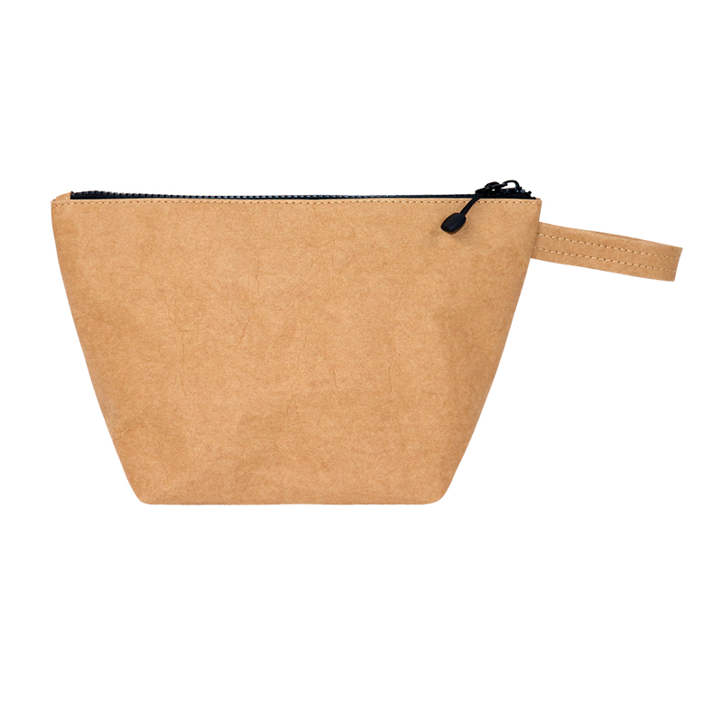 Custom Washable Kraft Paper Cosmetic Pouch with Wrist Strap SLH25-020Y product view 4