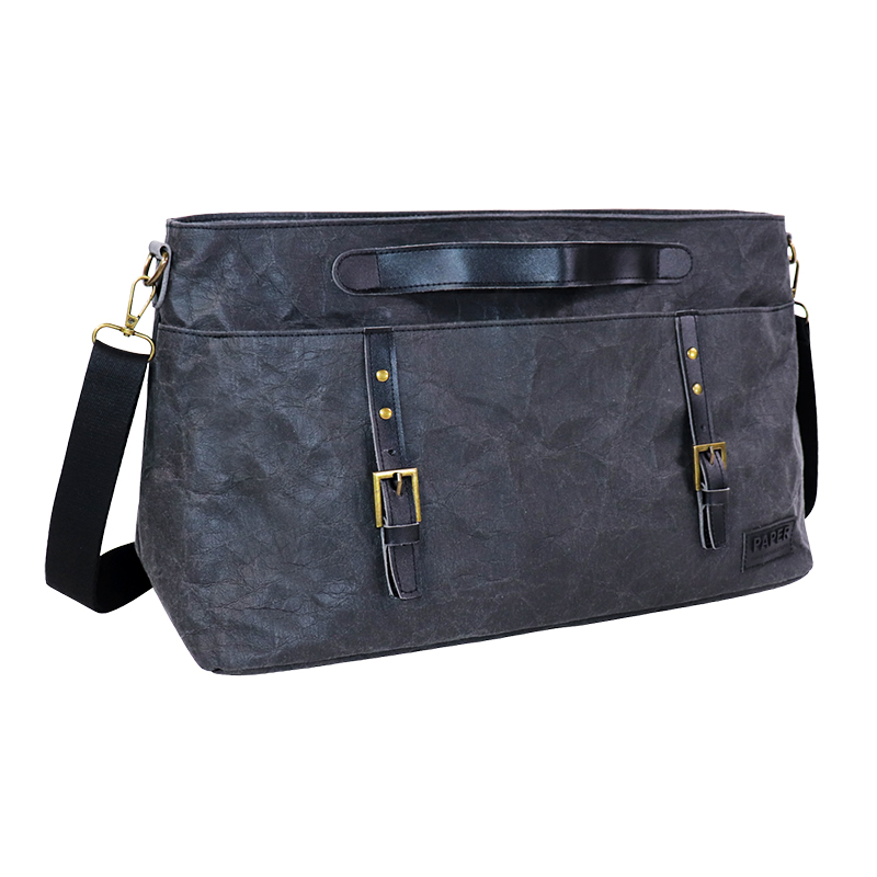 Alternate view of Custom Eco-Friendly Washable Paper Messenger Bag with Buckle Pockets SLH26-001B
