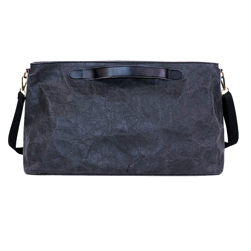 Back or side view of Custom Eco-Friendly Washable Paper Messenger Bag with Buckle Pockets SLH26-001B