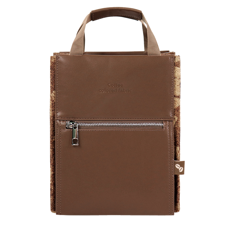 Custom Coffee Grounds Cork Fabric Small Backpack with Front Zip Pocket