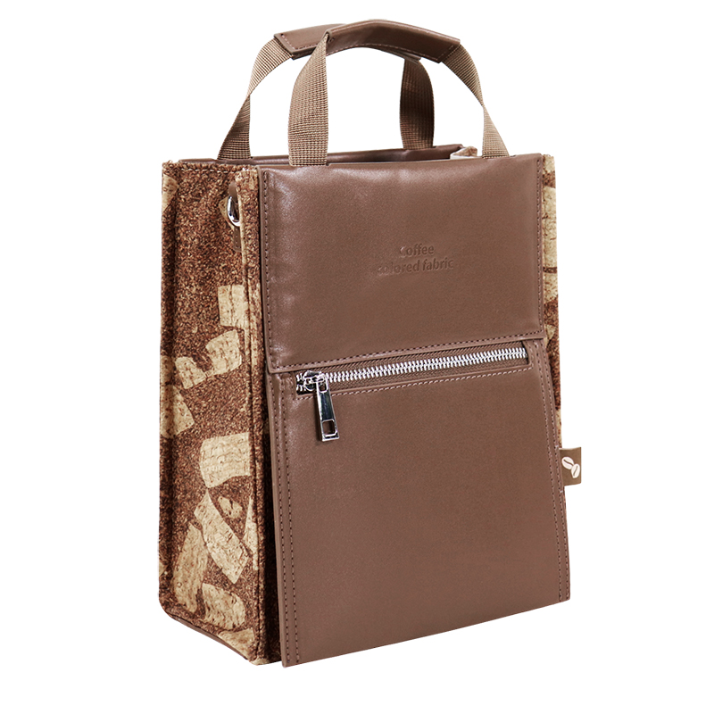 Alternate view of Custom Coffee-Ground Material Small Backpack with Front Zip Pocket SLH26-007B